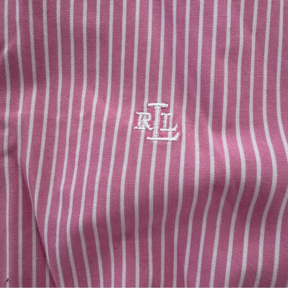 Ralph Lauren Lauren Pink Striped Non-Iron Button Down Shirt Women’s M - Picture 3 of 9